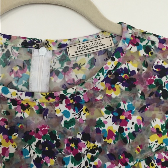 Nina Ricci Sheer Floral Print Top 42 / US6-8 - Picture 5 of 8